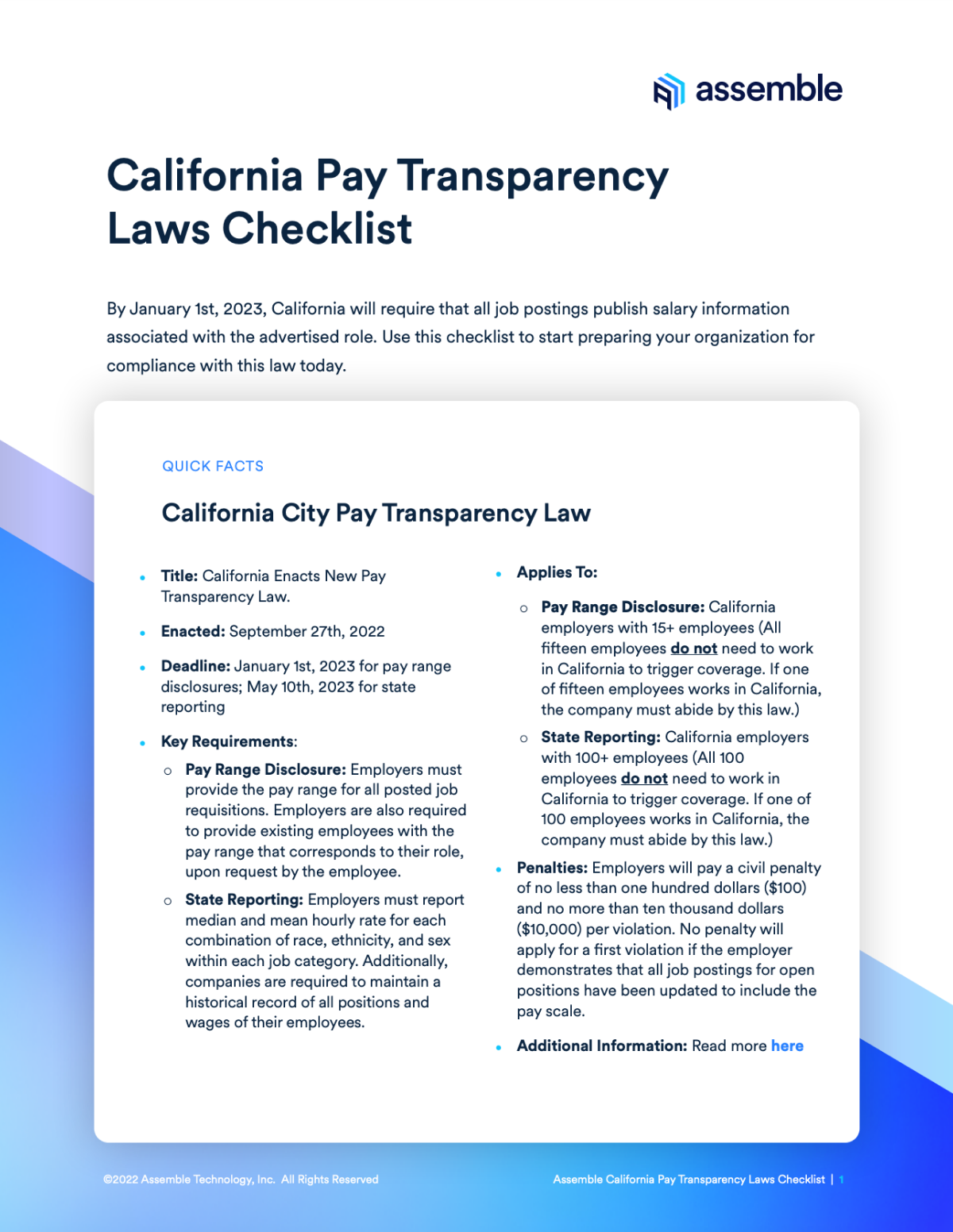 California Pay Transparency Law Assemble